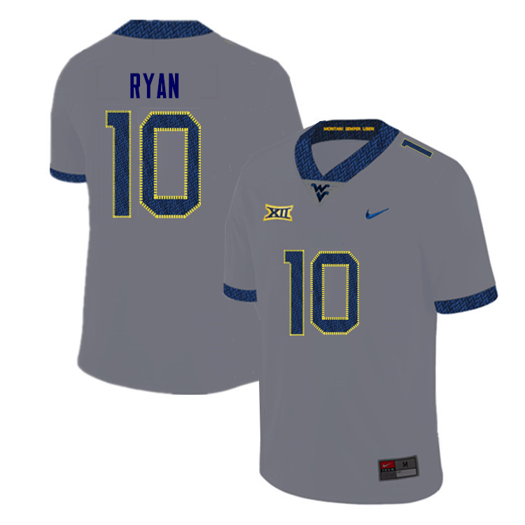 Men #10 Sean Ryan West Virginia Mountaineers College Football Jerseys Sale-Gray
